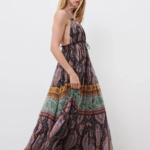 Zara Paisley Print Flowy Maxi Dress - Picture 14 of 16